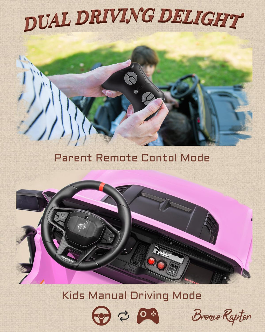 24V 2 Seater Kids Ride on Toys (Pink)