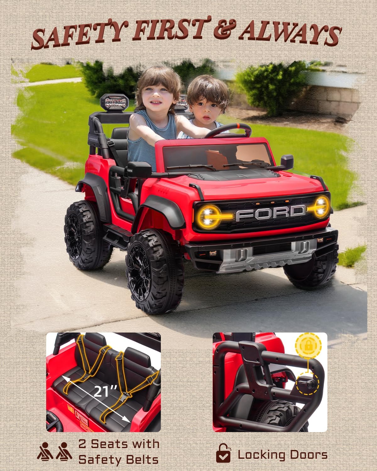 24V 2 Seater Kids Ride on Toys (Red)