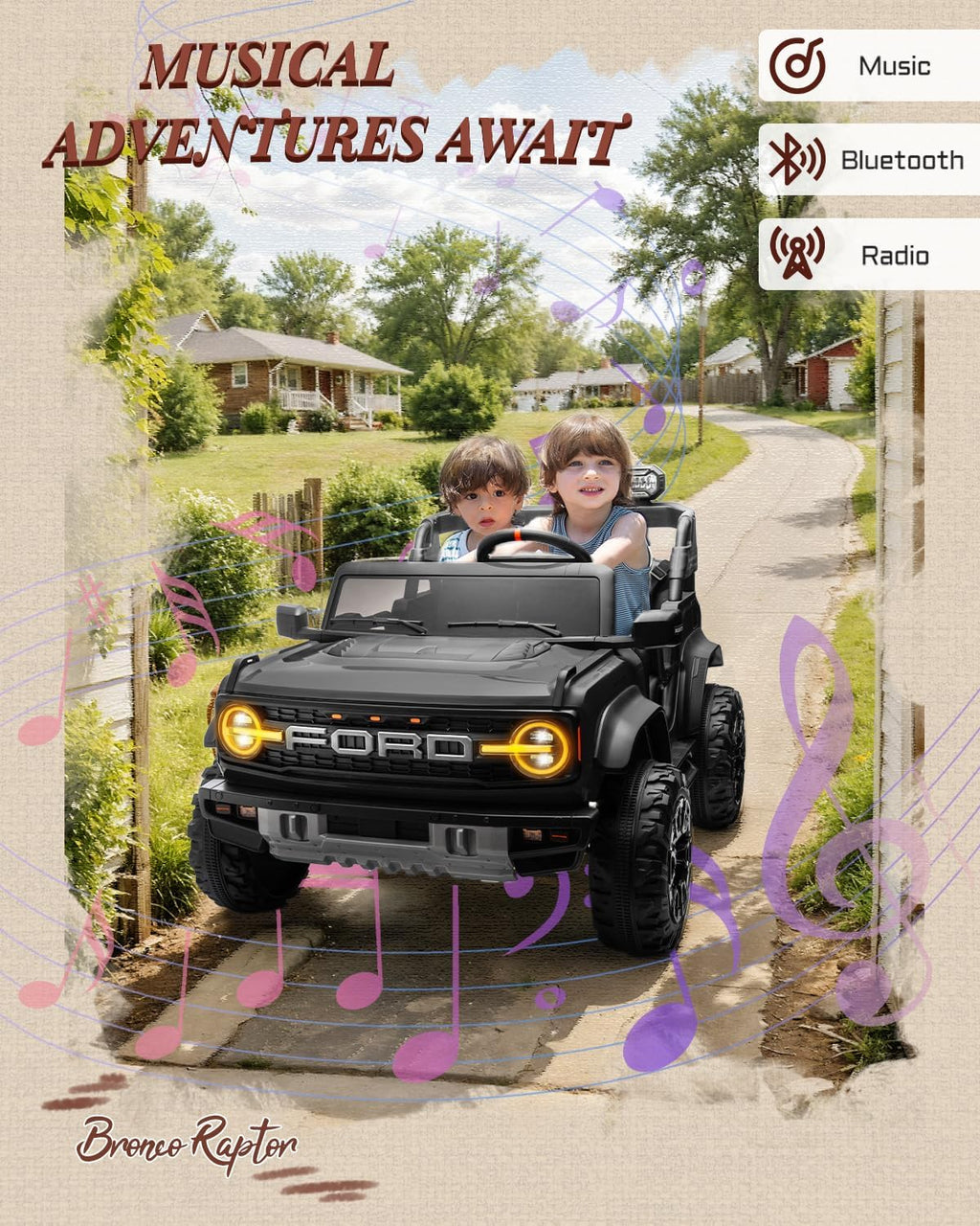 24V 2 Seater Kids Ride on Toys (Black)