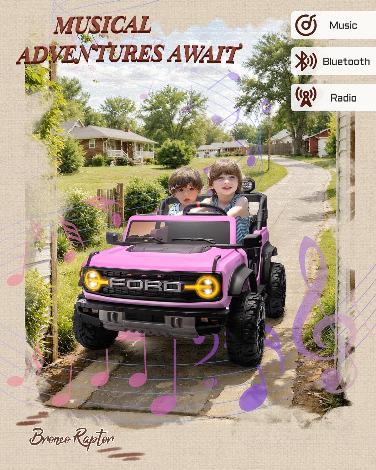 24V 2 Seater Kids Ride on Toys (Pink)