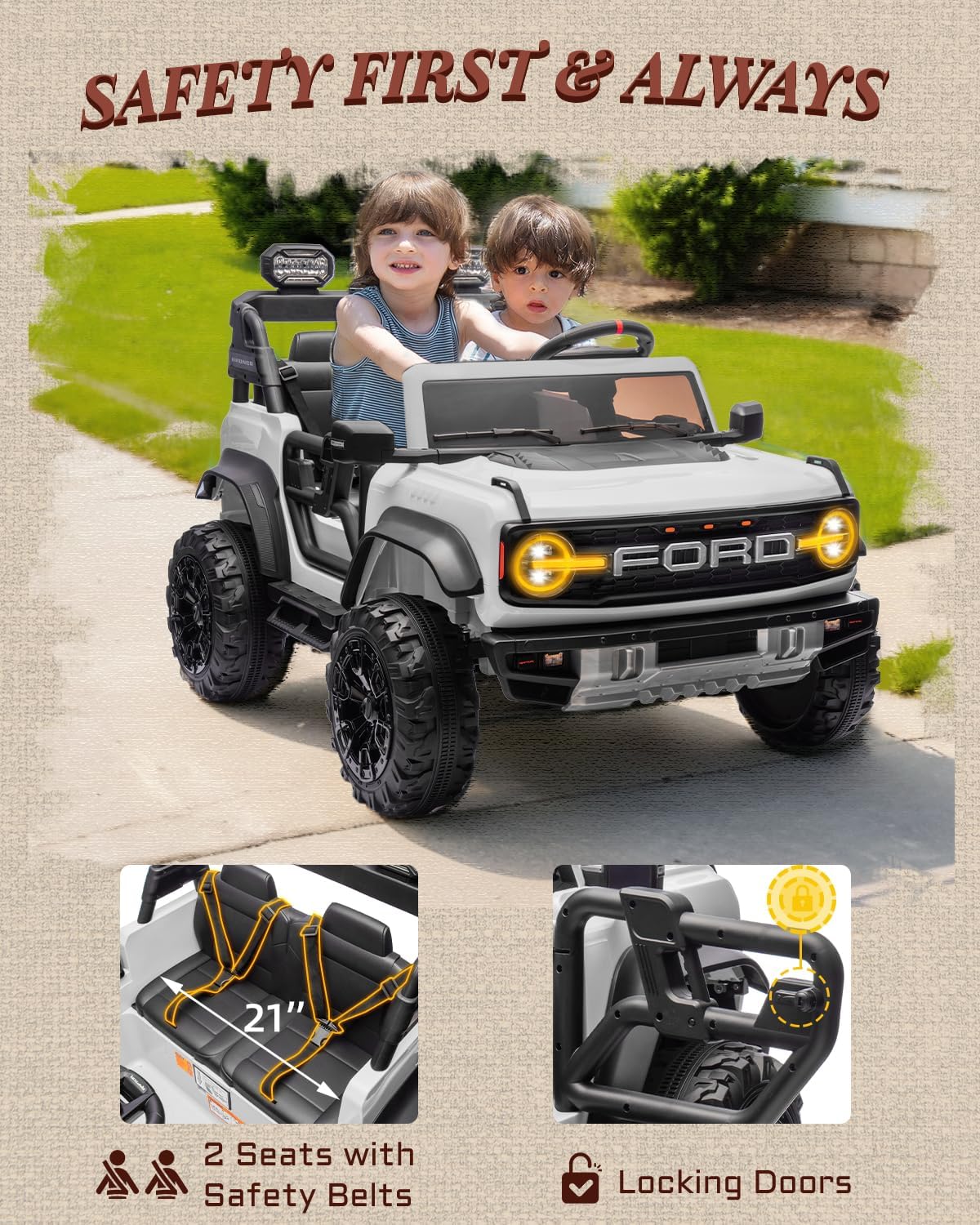 24V 2 Seater Kids Ride on Toys (White)